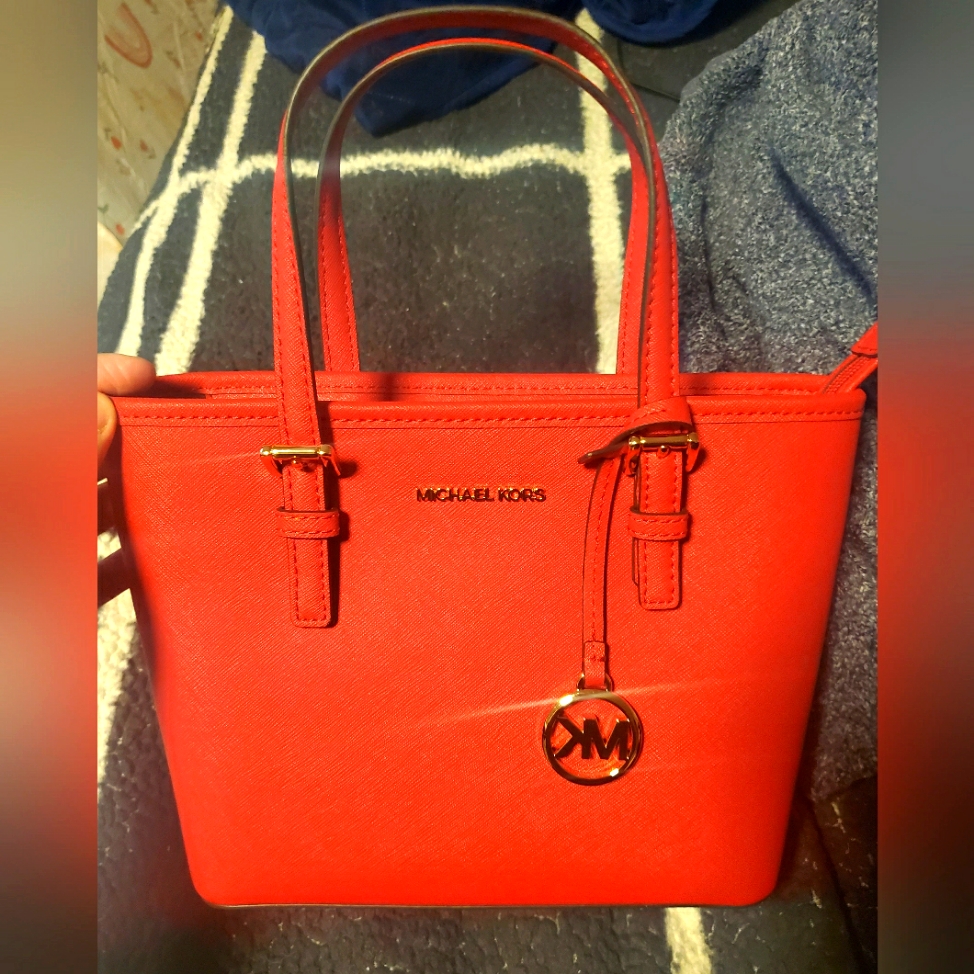 Red Leather Micheal Kors Bag